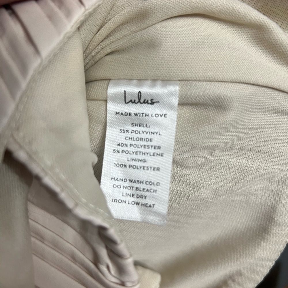 Lulus Better Luck Next Time Tan Vegan Leather Pleated Mini Skirt - Size L-NWT - Picture 7 of 7
